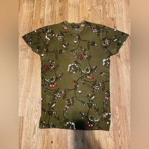 ZARA olive flower print shirt.